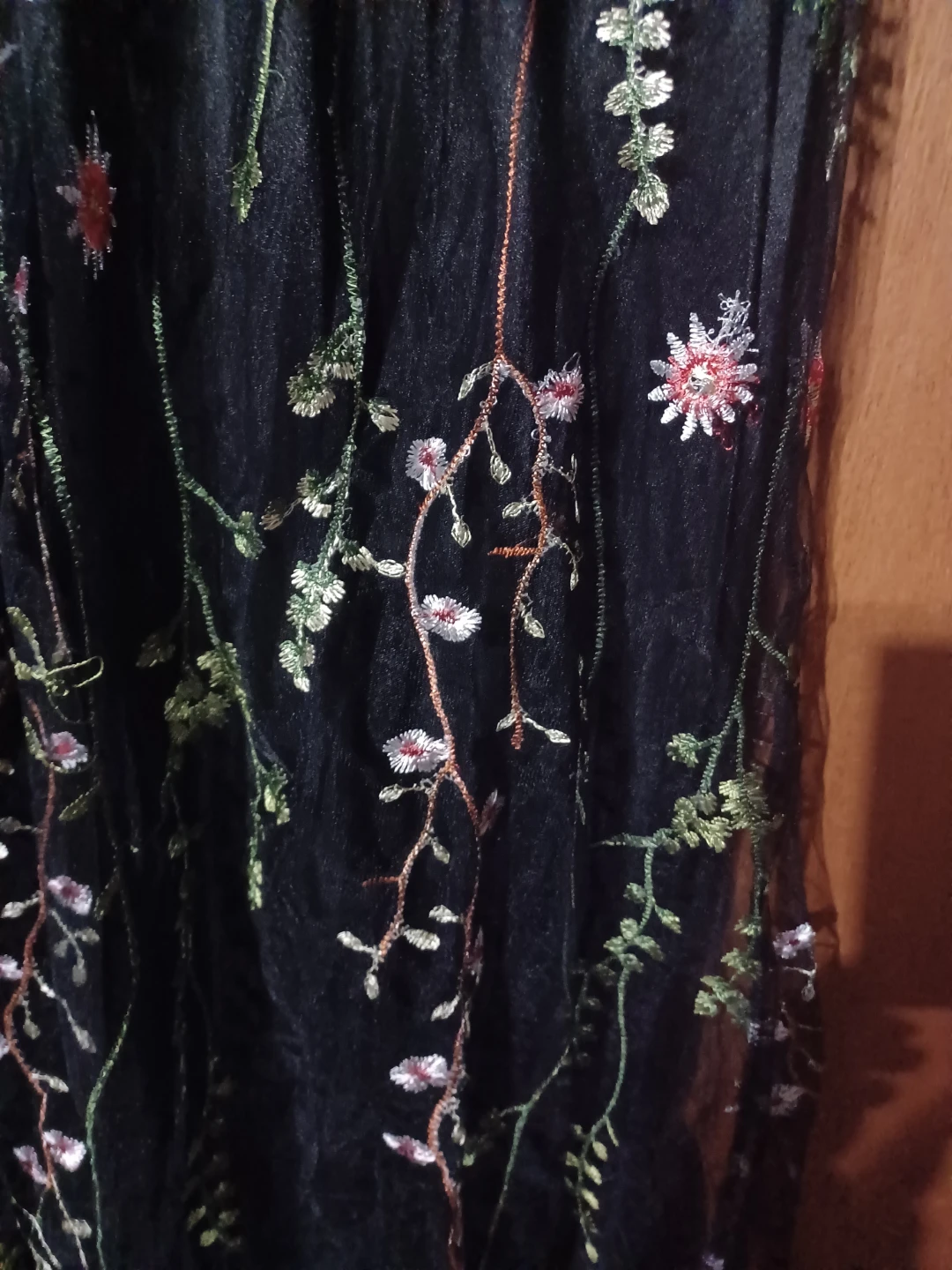 Black Dress (size 16/18) with Floral Embroidered Sheer Overlay - photo 2