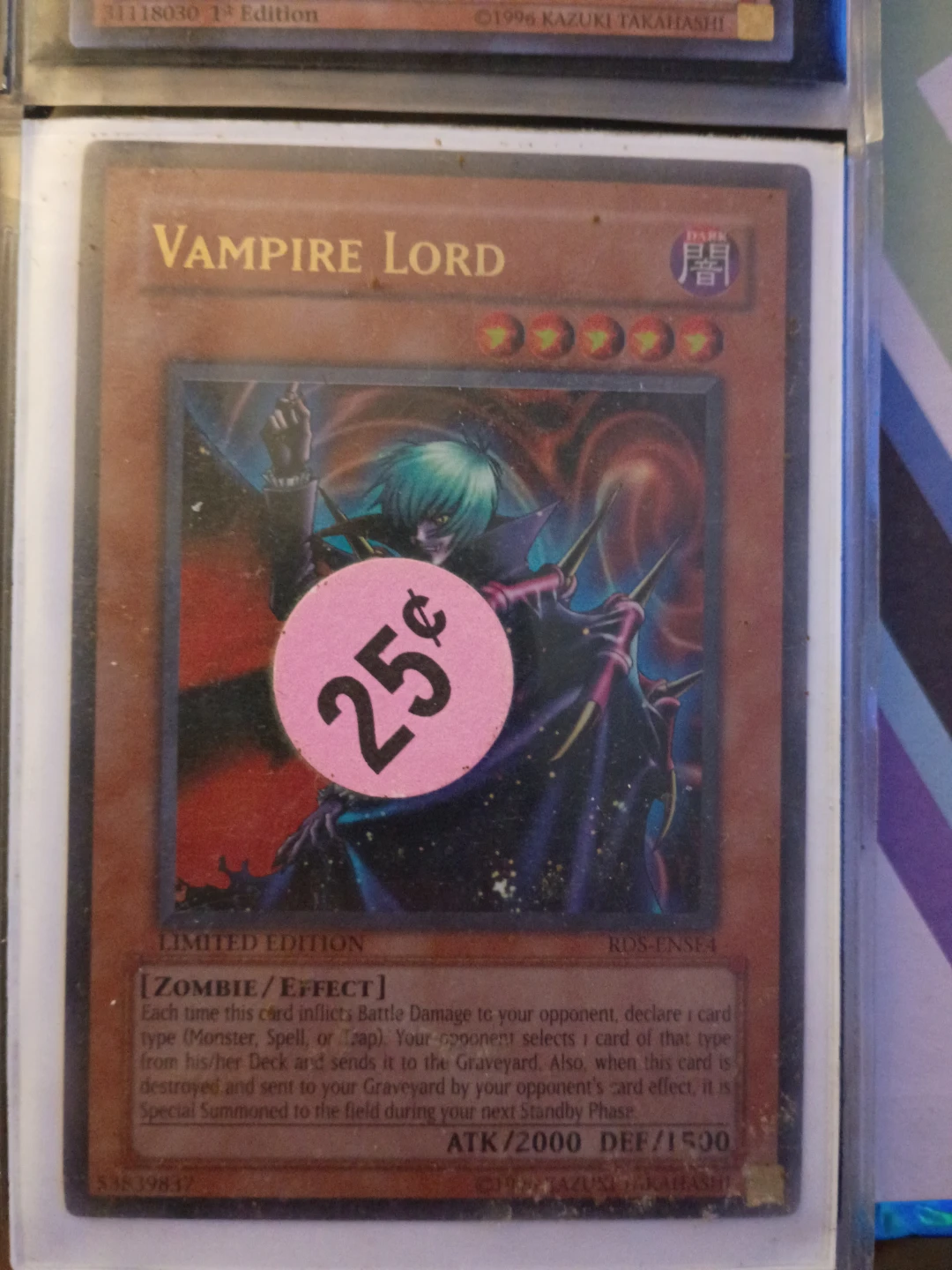 Yu-Gi-Oh! Vampire Lord Trading Card⚽