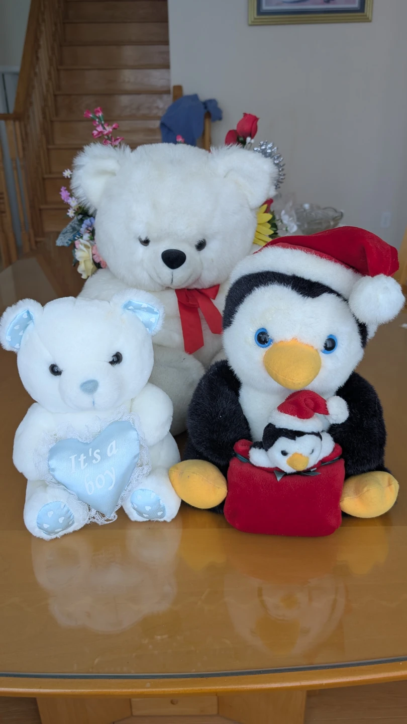 Bundle of 3 Plush Toys: Teddy Bears & Penguin