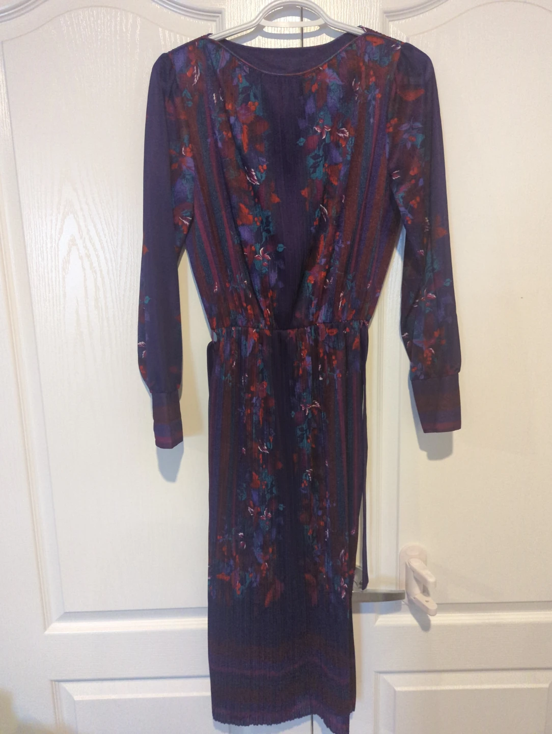 ⚽ Retro Purple floral print long sleeve long dress