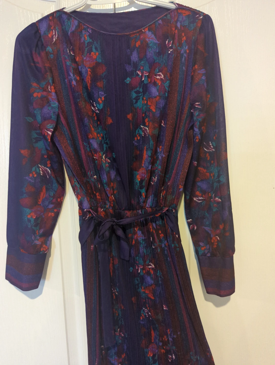 ⚽ Retro Purple floral print long sleeve long dress - photo 2