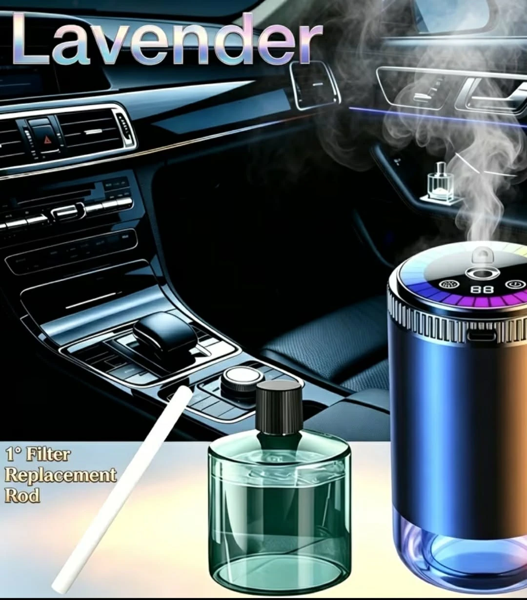 Car Aromatherapy Diffuser with Starry Sky Light