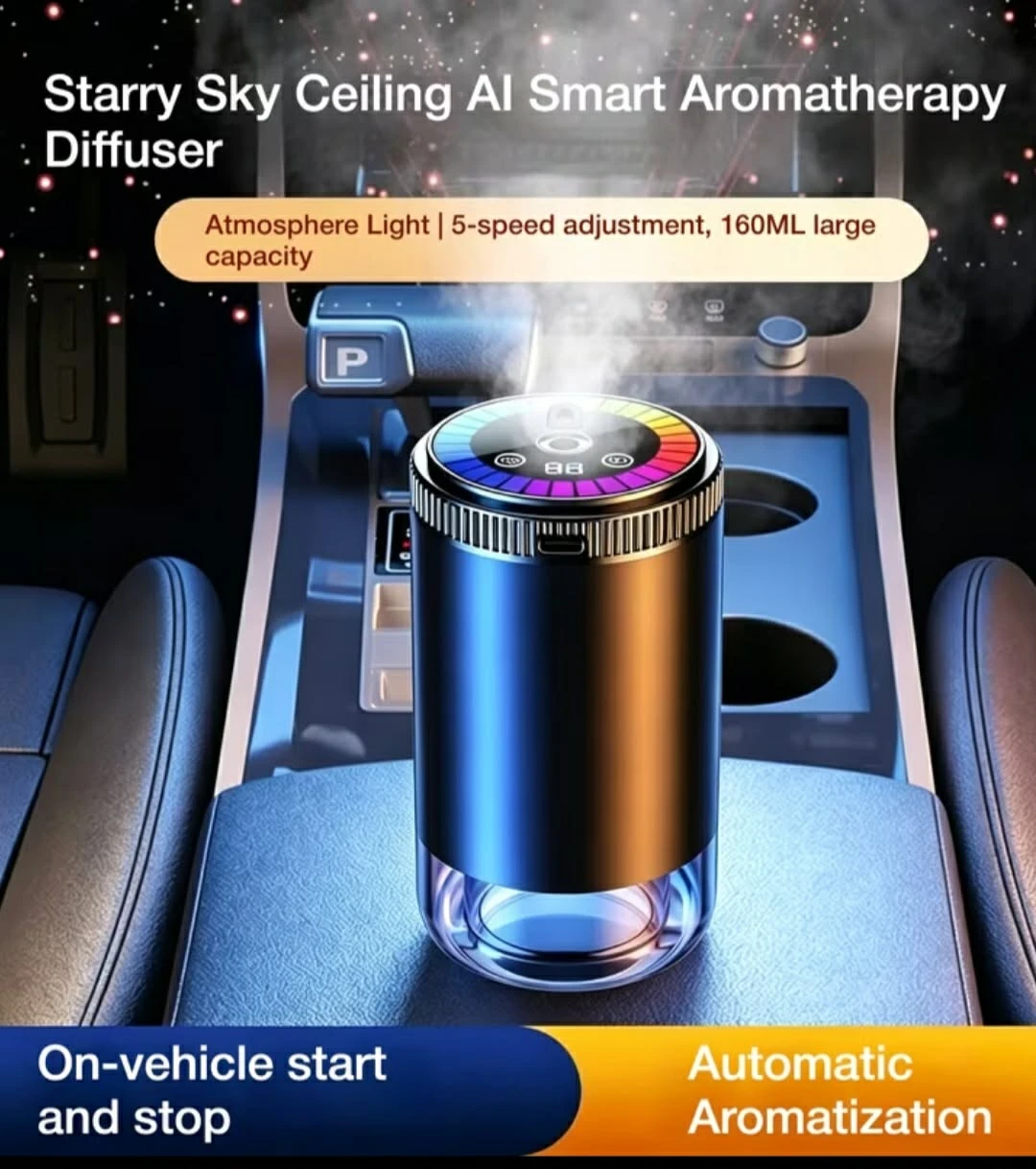 Car Aromatherapy Diffuser with Starry Sky Light - photo 2