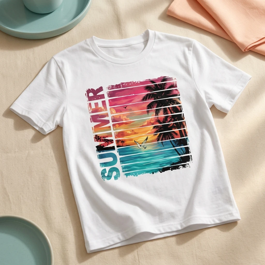 White Graphic T-Shirt - Summer Design - photo 5
