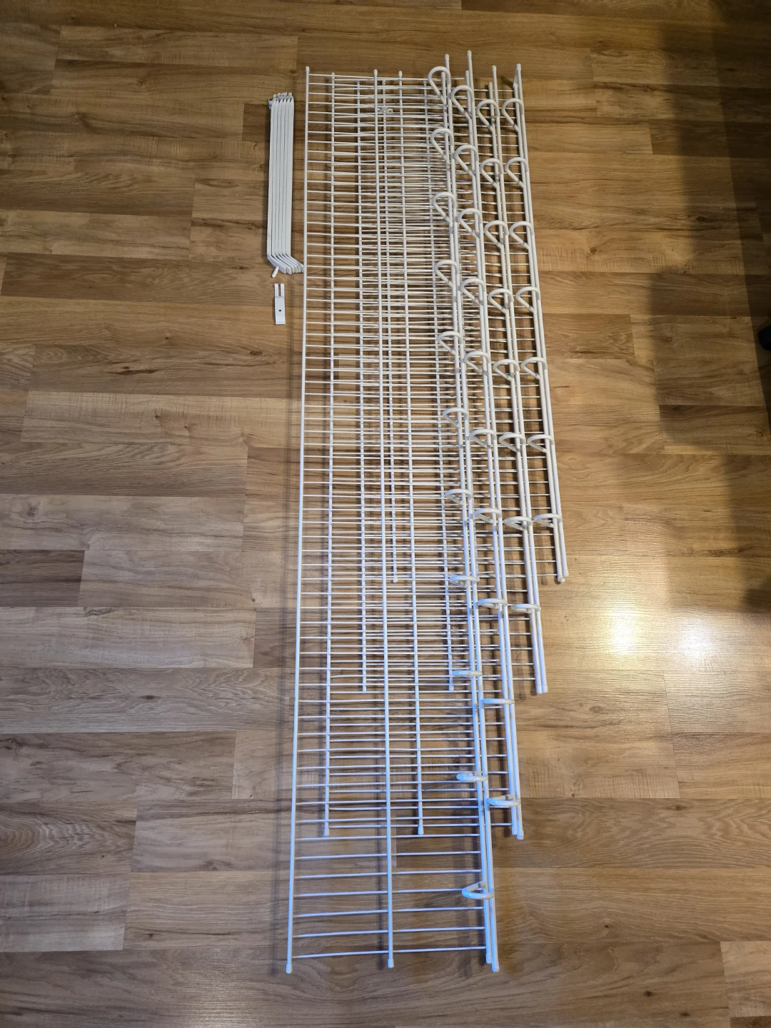 White wire shelving unit components