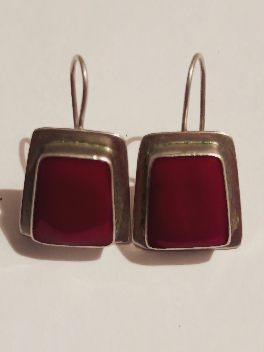 ATI MEXICO Sterling Silver Red Stone Square Earrings - photo 4