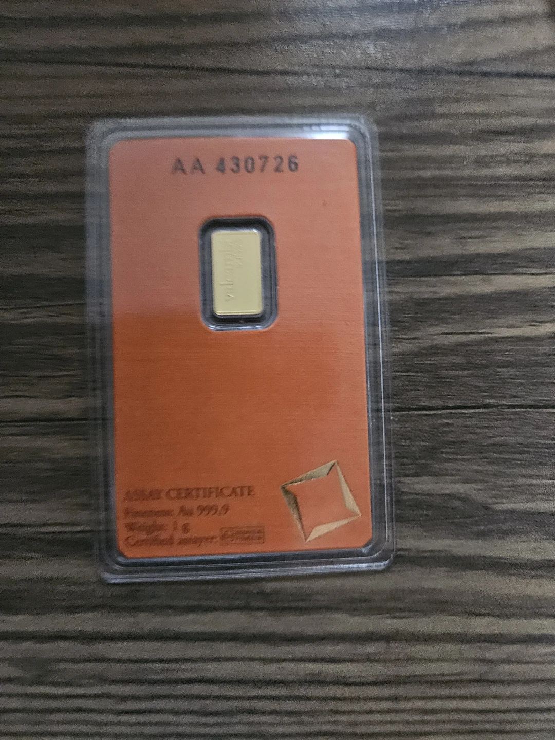 1g Gold Bar .9999 Fine