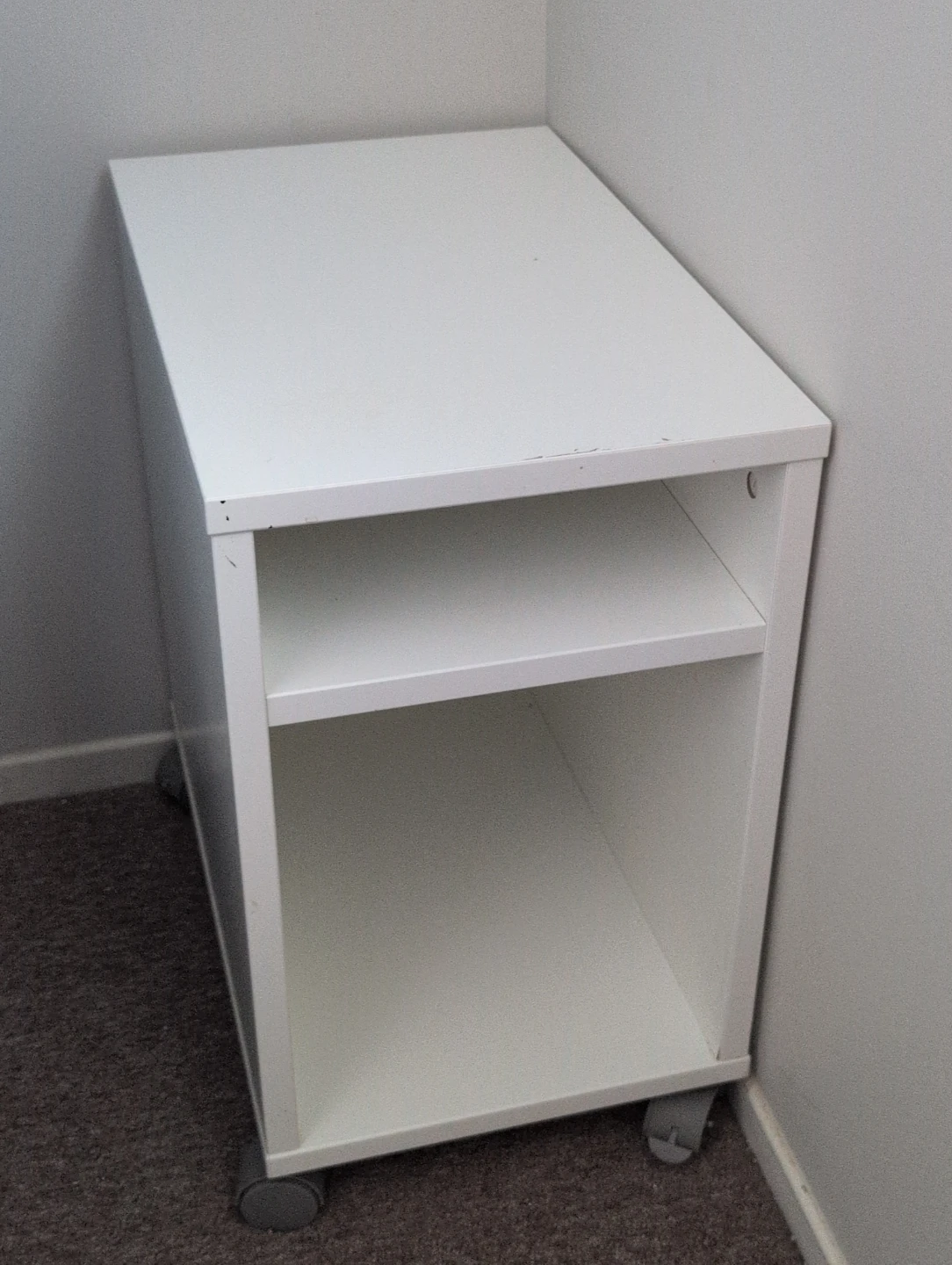 White Rolling Storage Unit with Shelves