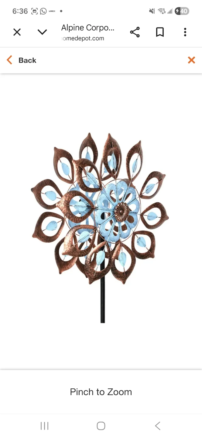 Yellow and Green Metal Flower Wind Spinner Garden Stake - photo 5