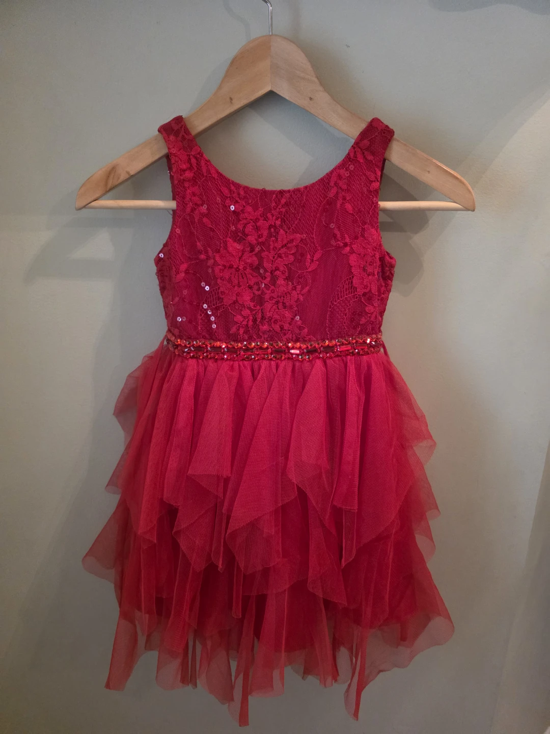 Red Sequin Lace Party Dress