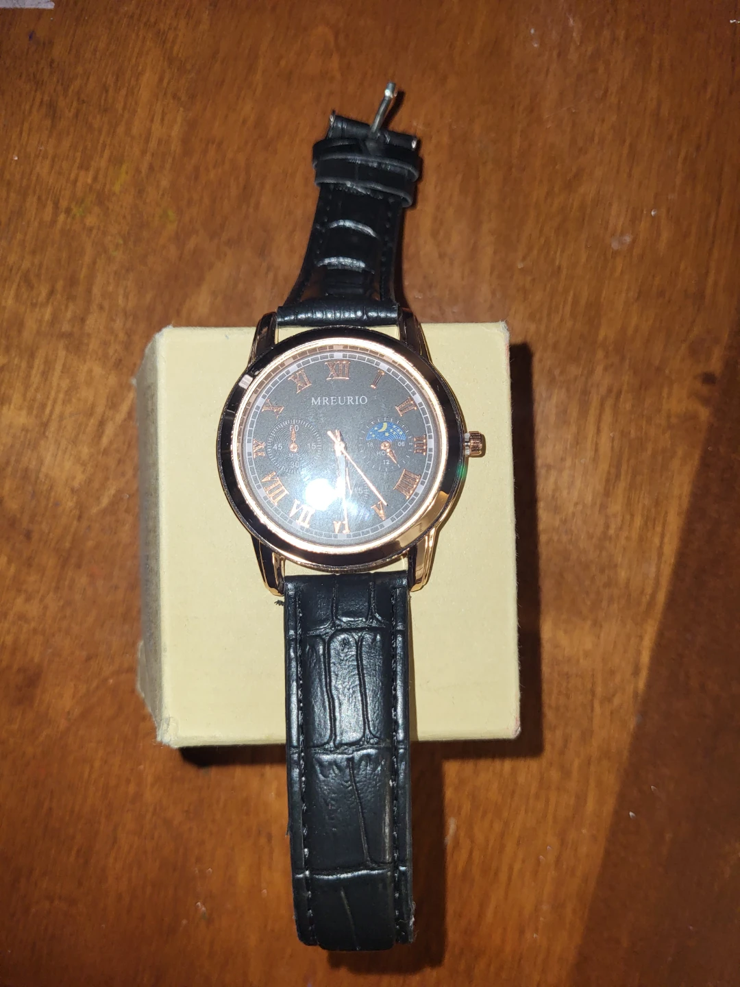 MREURIO Watch with Black Leather Band