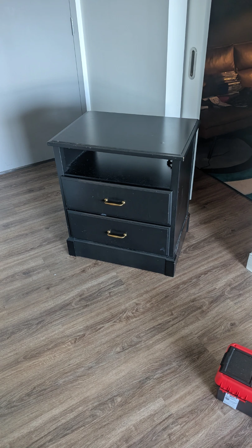 Black 2-Drawer Nightstand