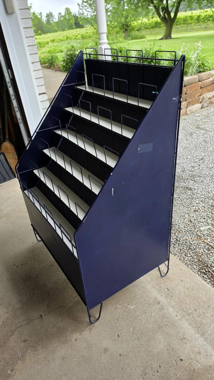 Black Metal Display Rack with Multiple Shelves