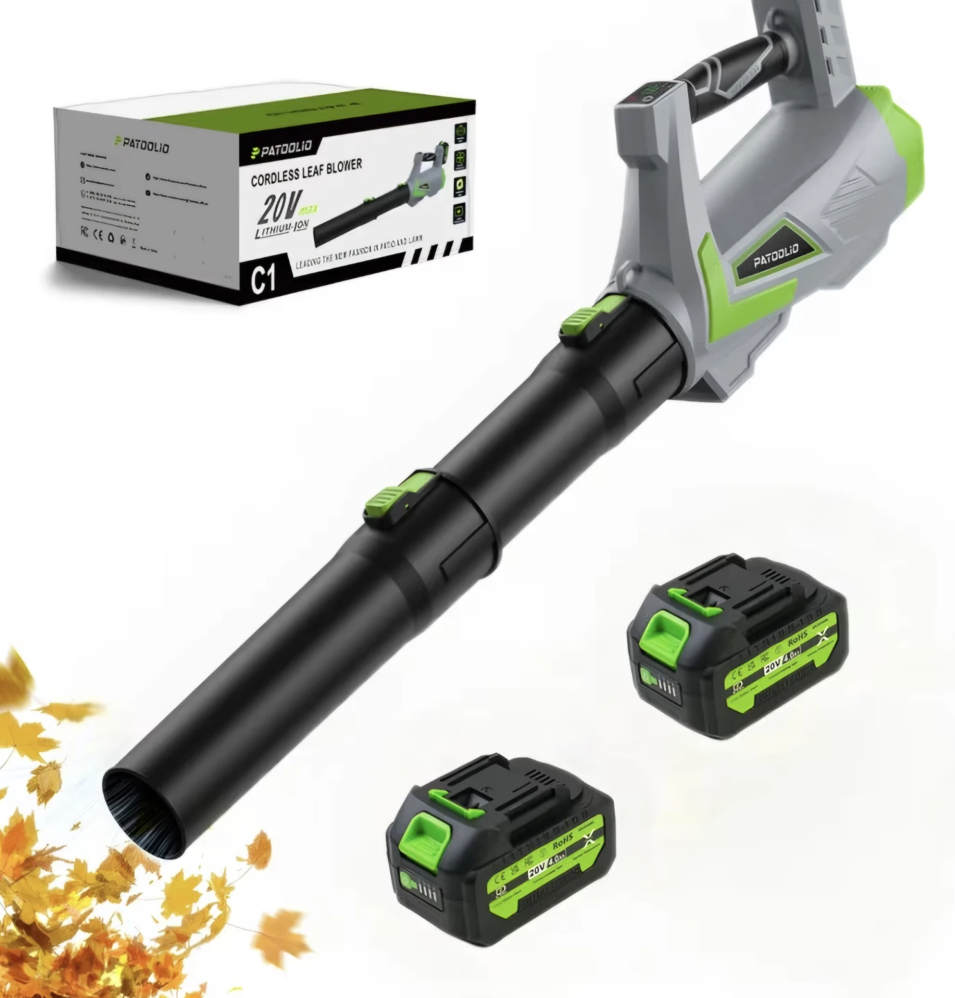 20V Cordless Leaf Blower with 2 Batteries