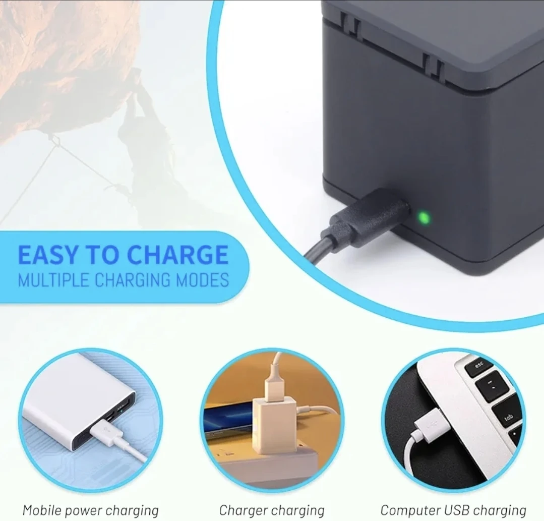 GoPro Camera triple Battery Charger for Hero 12/11/10/9 - photo 2