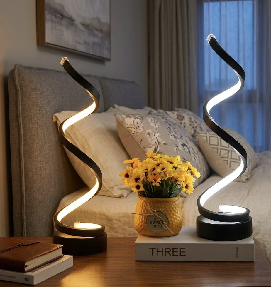 Modern Spiral LED Table Lamps (Set of 2)