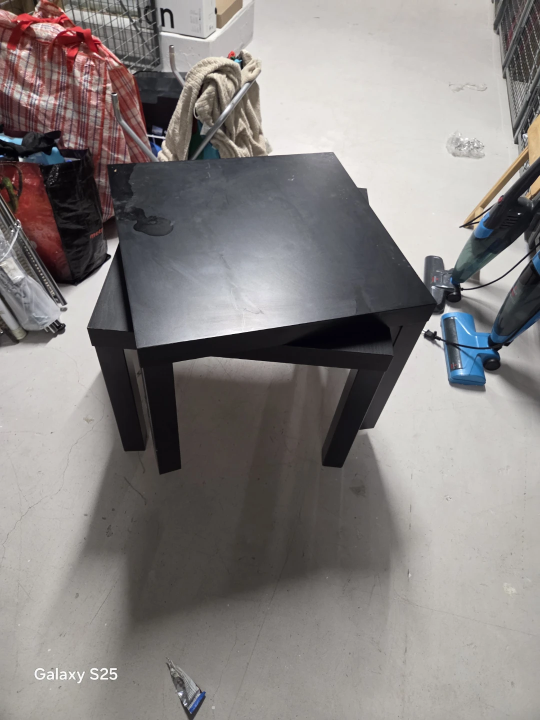 Black square side table