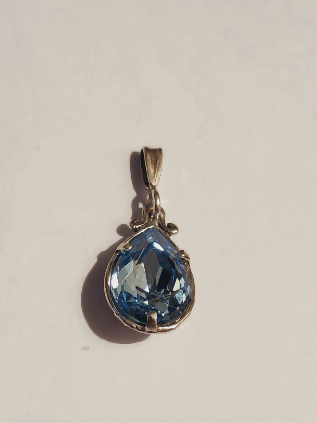 Sterling Silver 925 Blue Topaz Teardrop Pendant