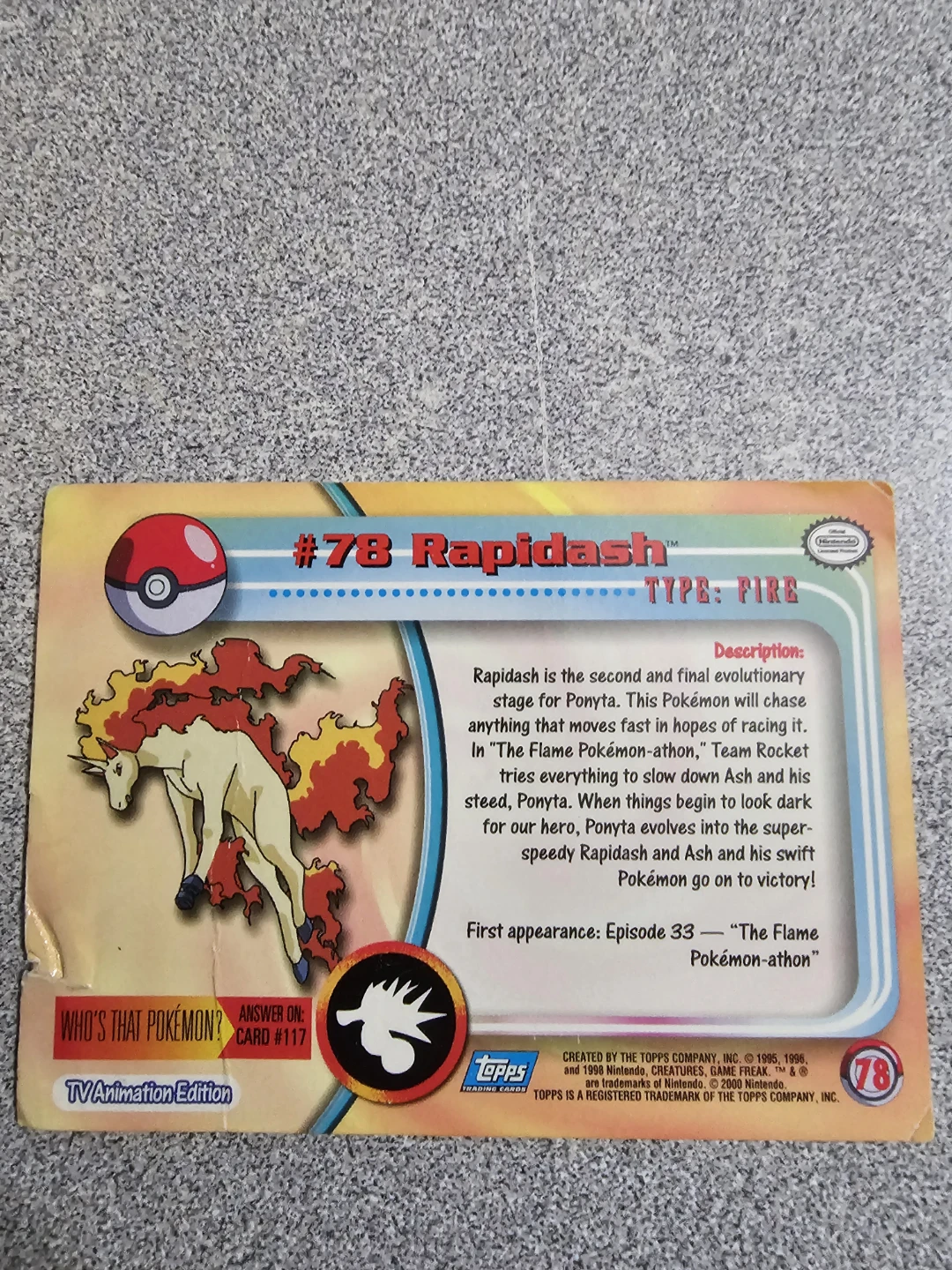 #78 Rapidash Pokemon Card - photo 2