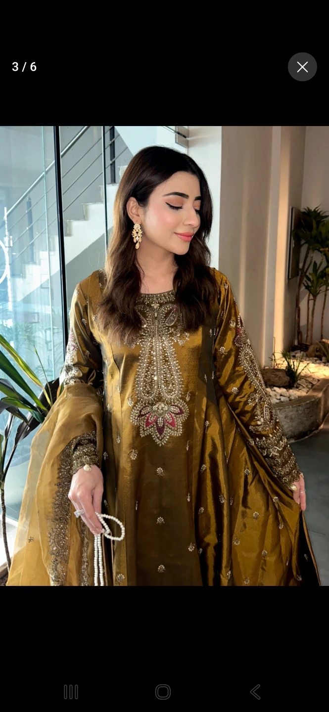Womens goldern brown  silk 3 piece dress  Size:medium, Large - photo 3