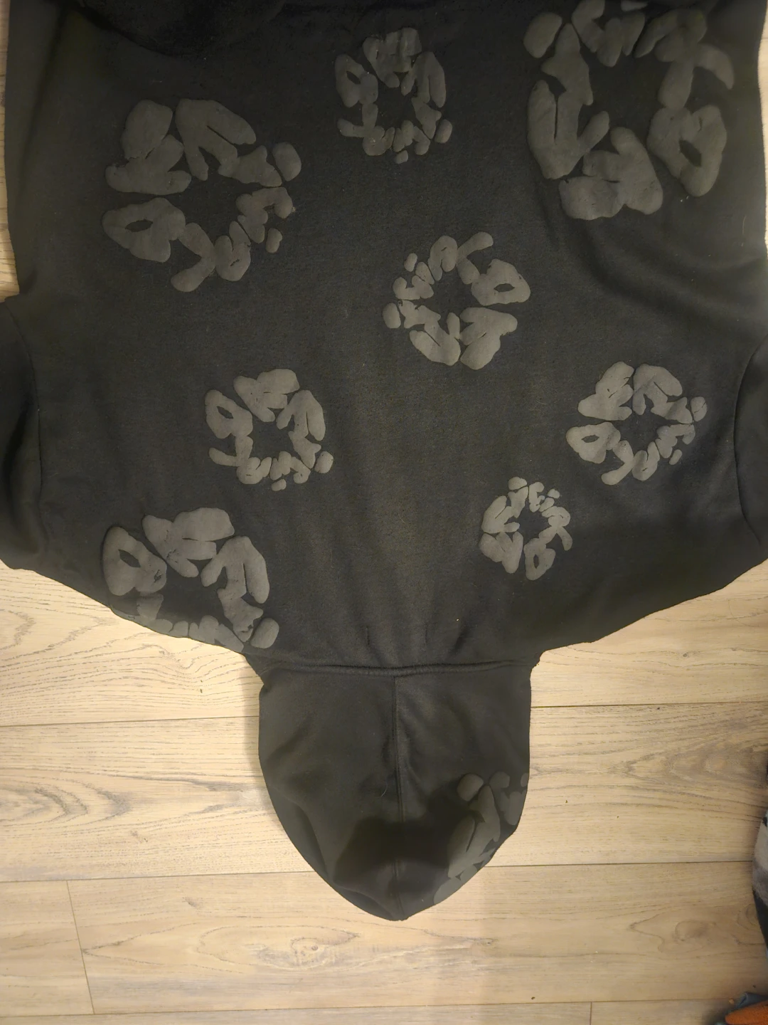 Black Hoodie with Floral Pattern - photo 2