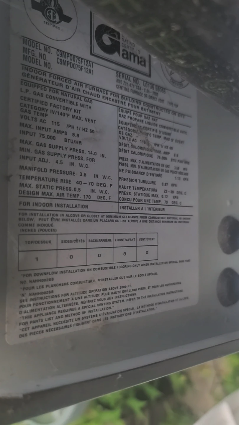 Gama Indoor Forced Air Natural Gas Furnace