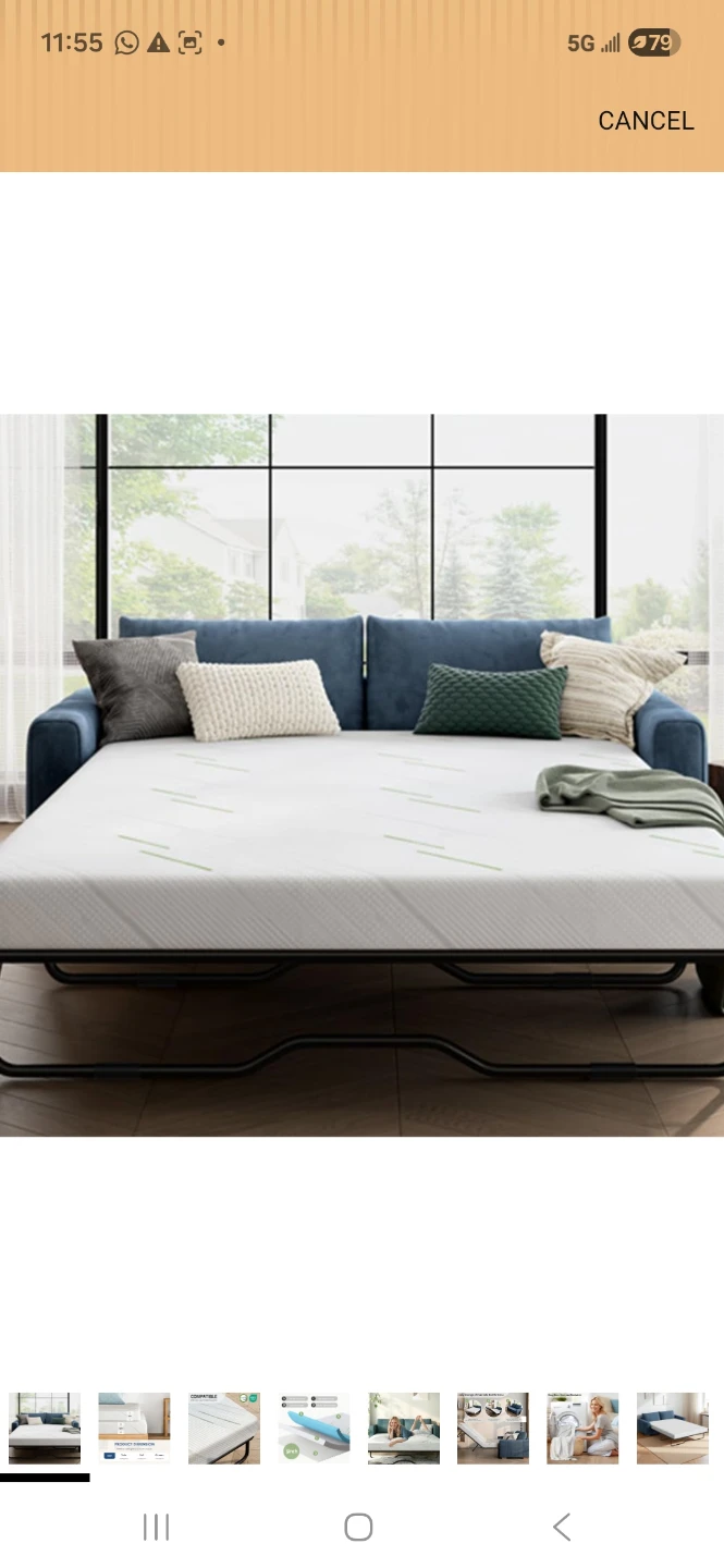Twin Size 5 Inch Gel Memory Foam Mattress for Sofa Bed - photo 2