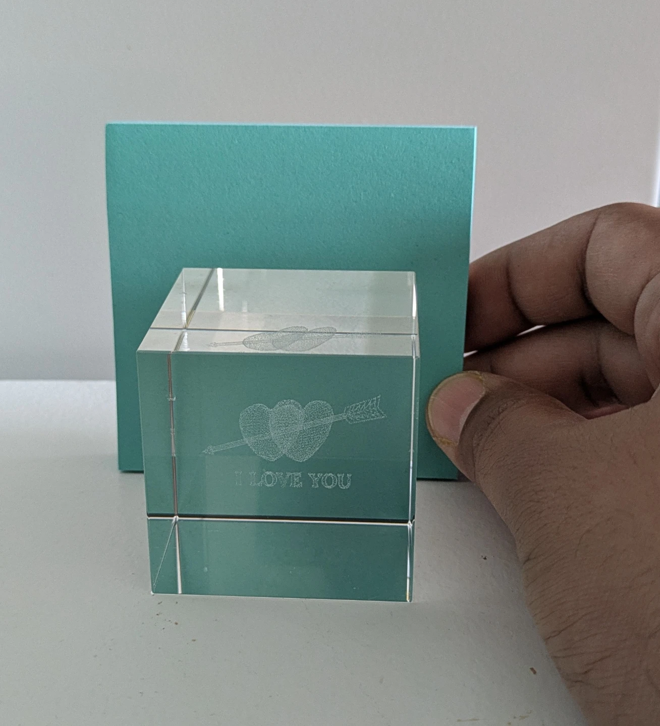Crystal Cube "I Love You" Keepsake