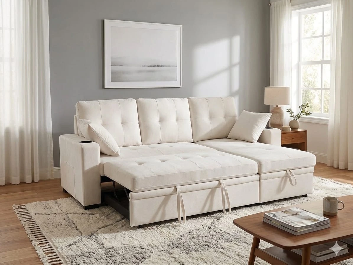 Sofa Bed with Storage Chaise - photo 4