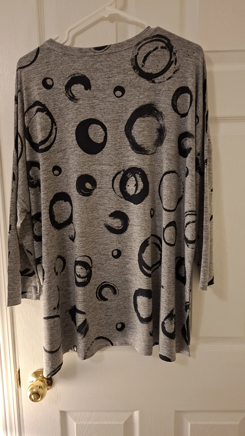 Grey Marled Top with Black Circles Print - photo 2