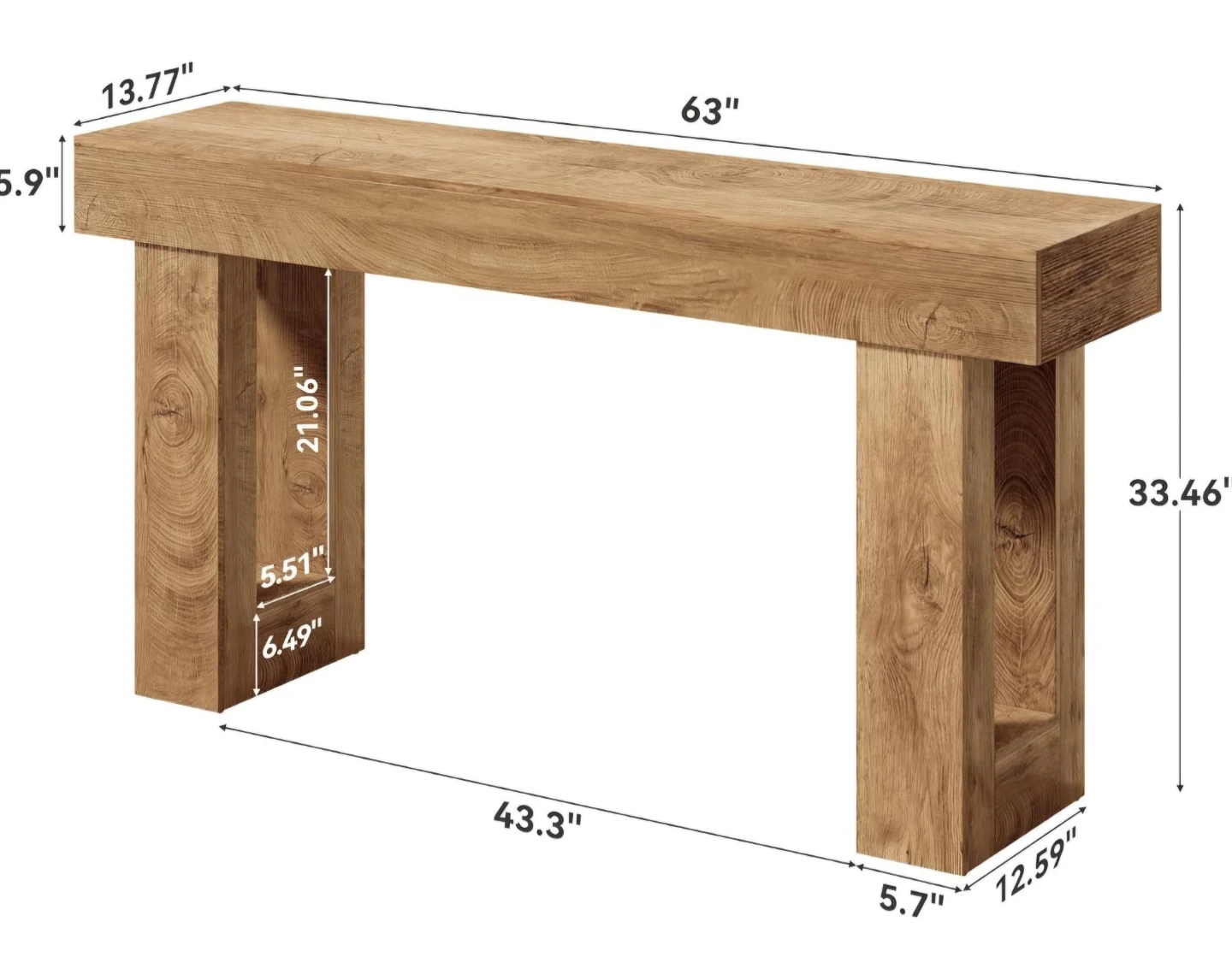 Wooden Console Table 63" - photo 5