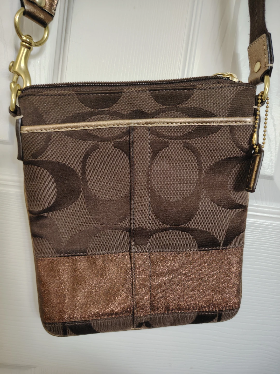 Coach Brown Signature Print Crossbody Bag