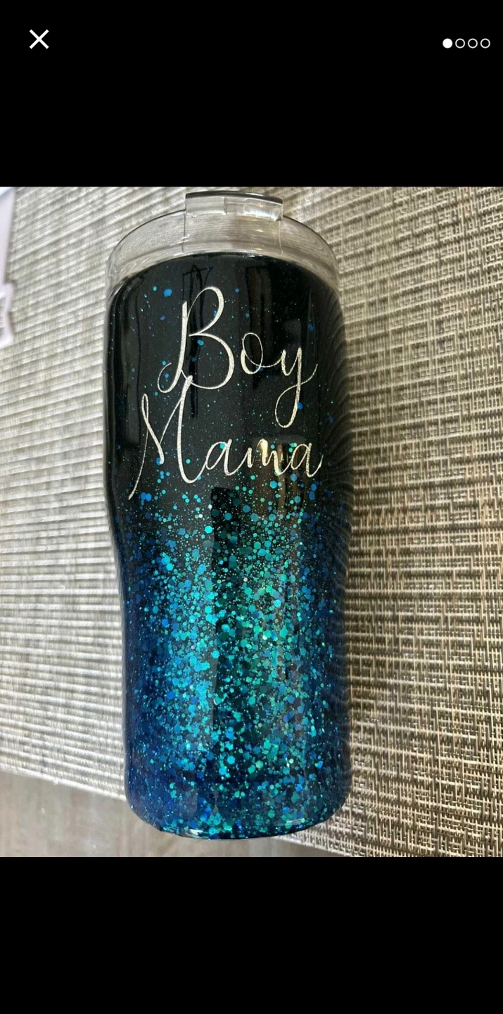 Etsy Epoxy Glitter Tumbler "Boy Mama"