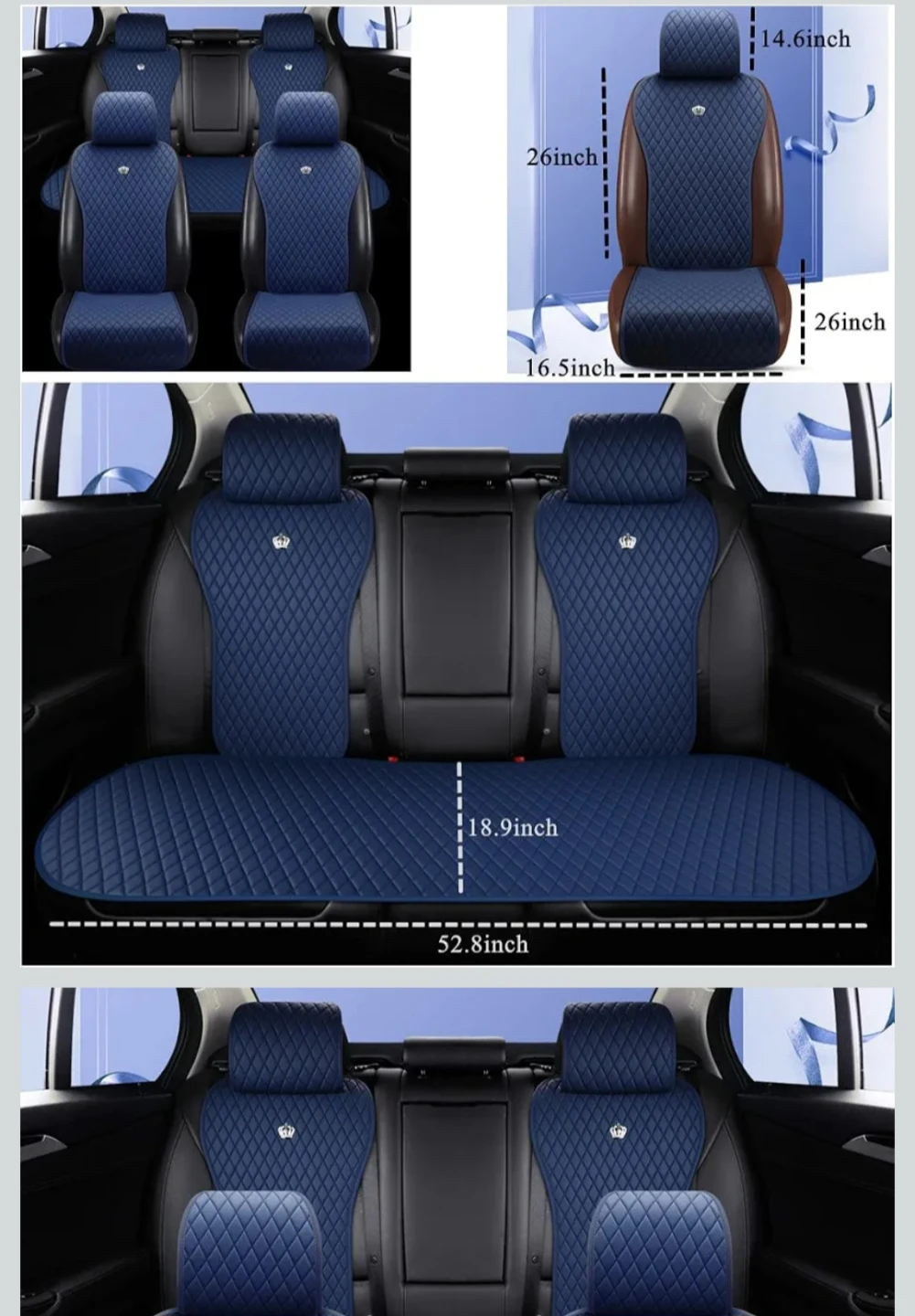 Red rain  Blue Diamond Quilted Car Seat Covers - photo 3