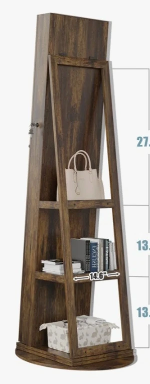 Standing Jewelry Armoire Mirror with Shelves - photo 2