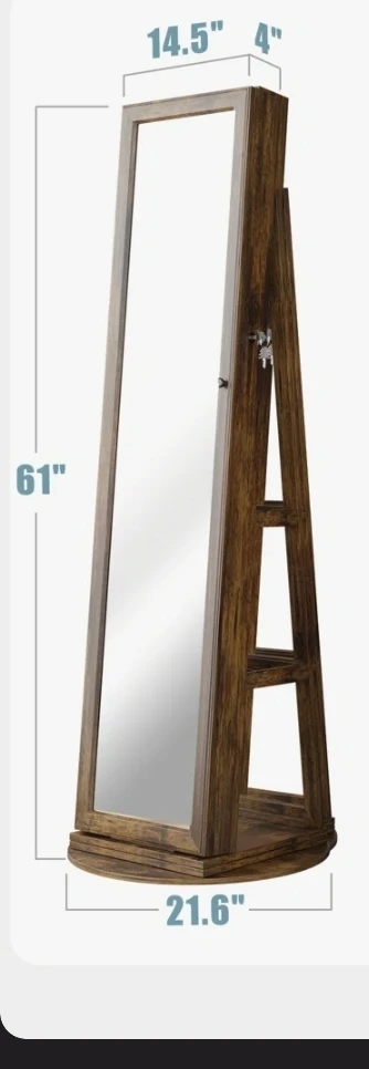 Standing Jewelry Armoire Mirror with Shelves - photo 3
