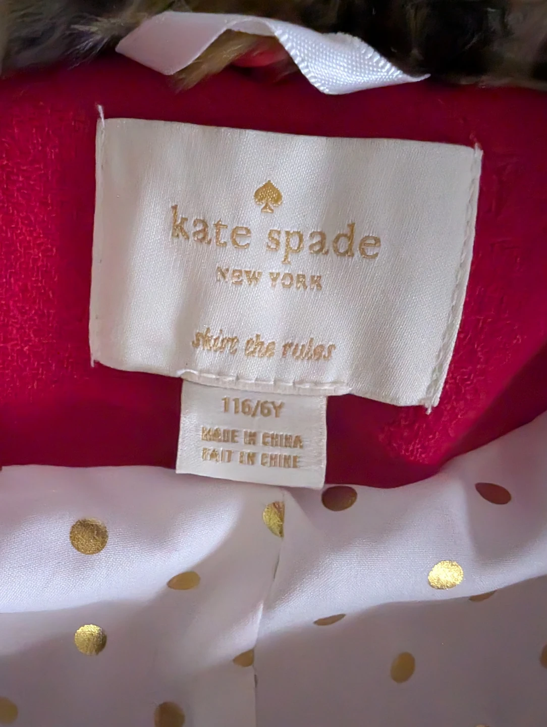 Kate Spade Girls Red Faux Fur Trimmed Pea Coat - photo 3
