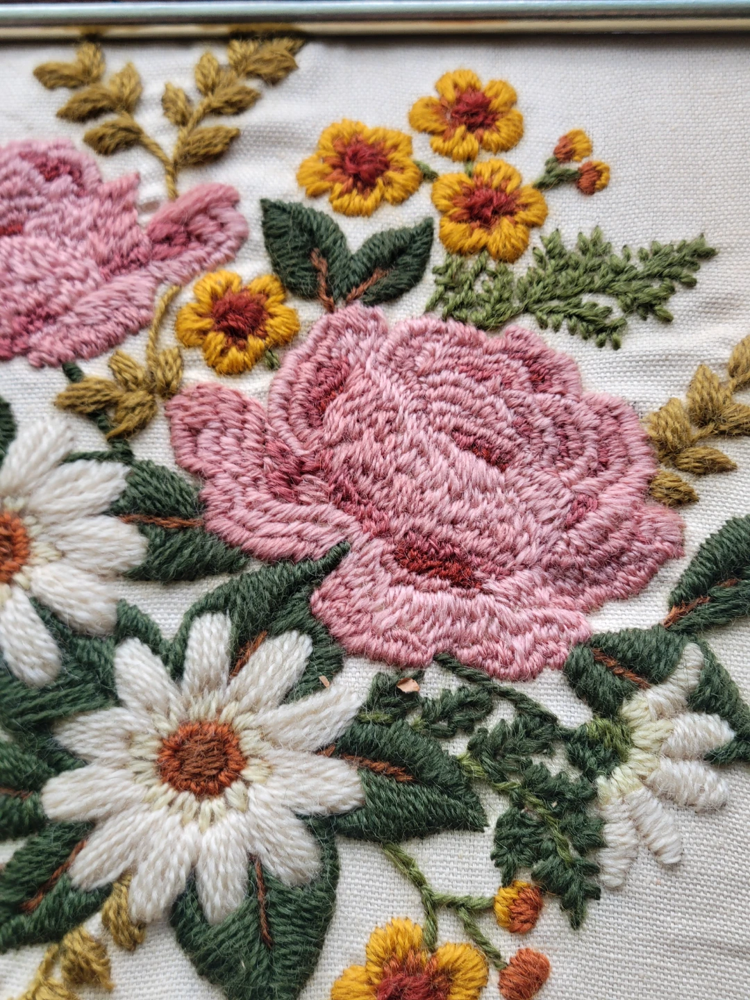 Vintage Framed Floral Crewel Embroidery Pictures. Art. One left! - photo 3