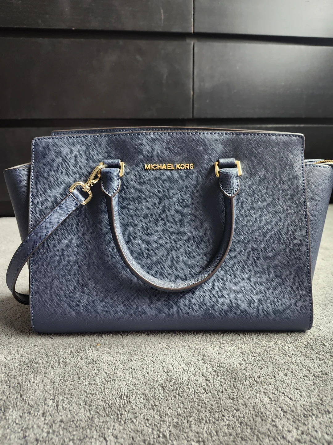 Michael Kors Navy Leather Tote Bag
