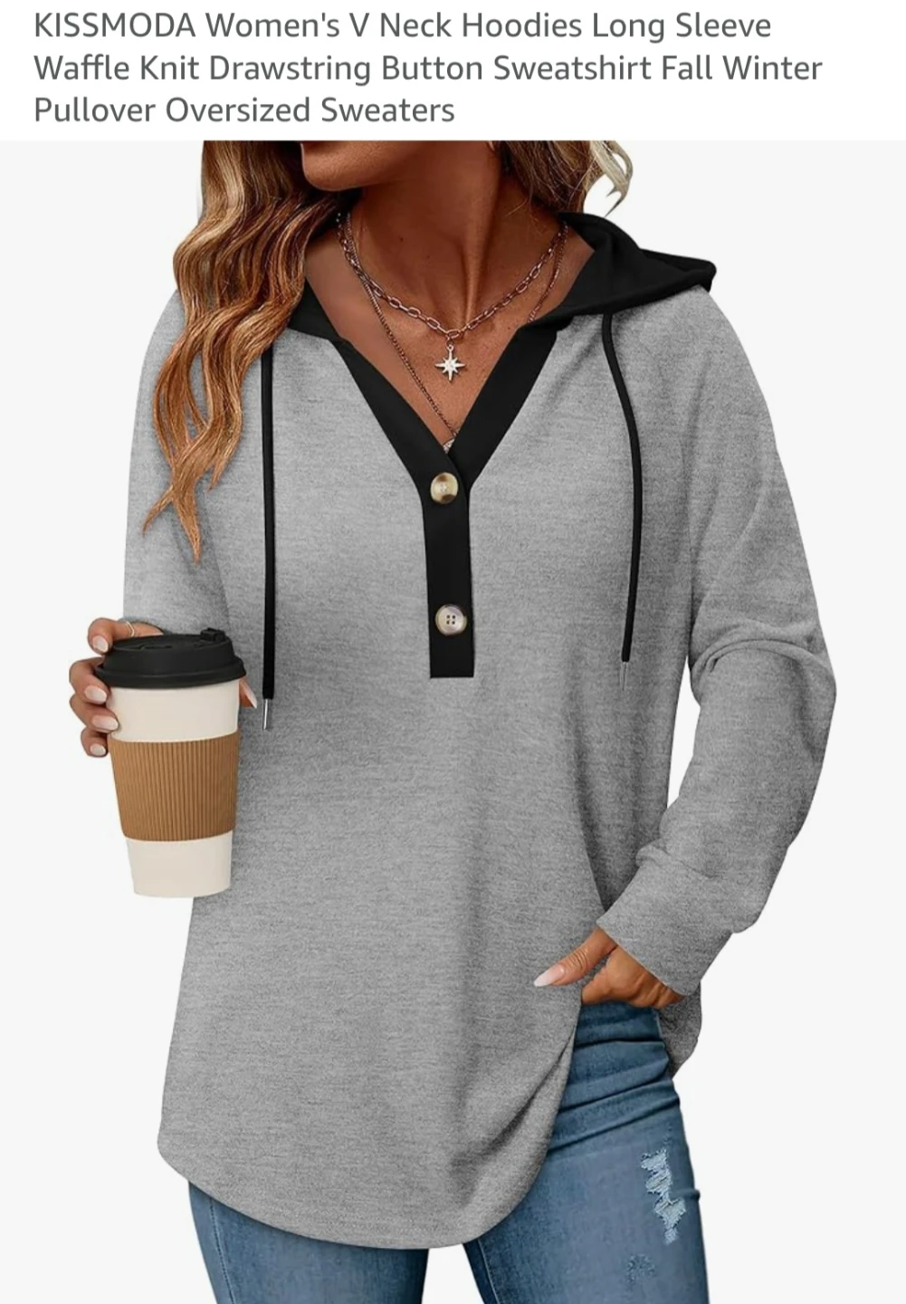 KISSMODA Women's Grey Hoodie