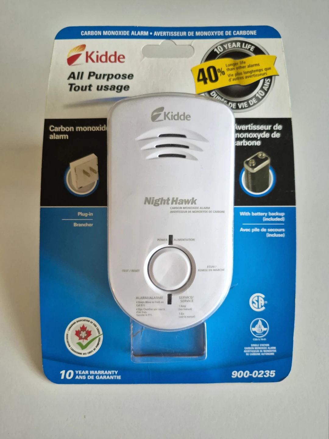 Kidde Nighthawk Carbon Monoxide Alarm (Plug-in) As New!