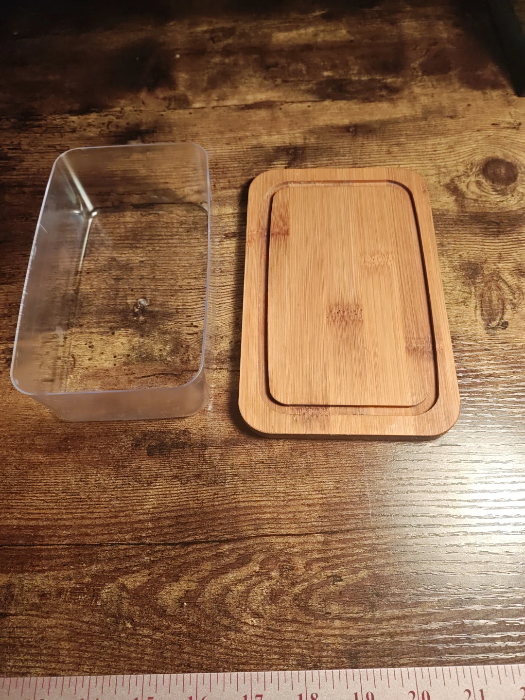 Bamboo and Clear Plastic Butter Dish - photo 2