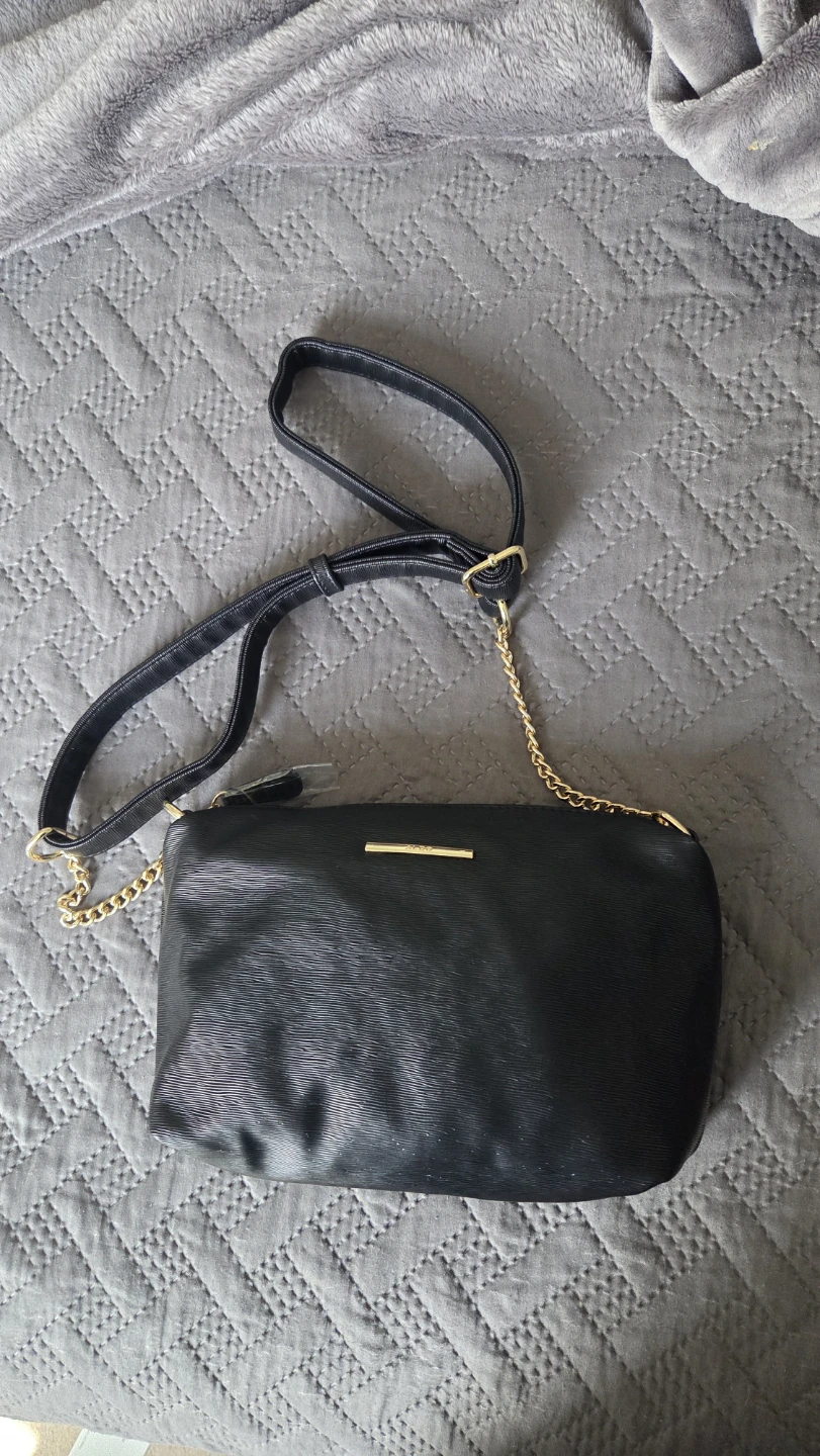 Aldo Black Crossbody Purse with Gold Chain Strap
