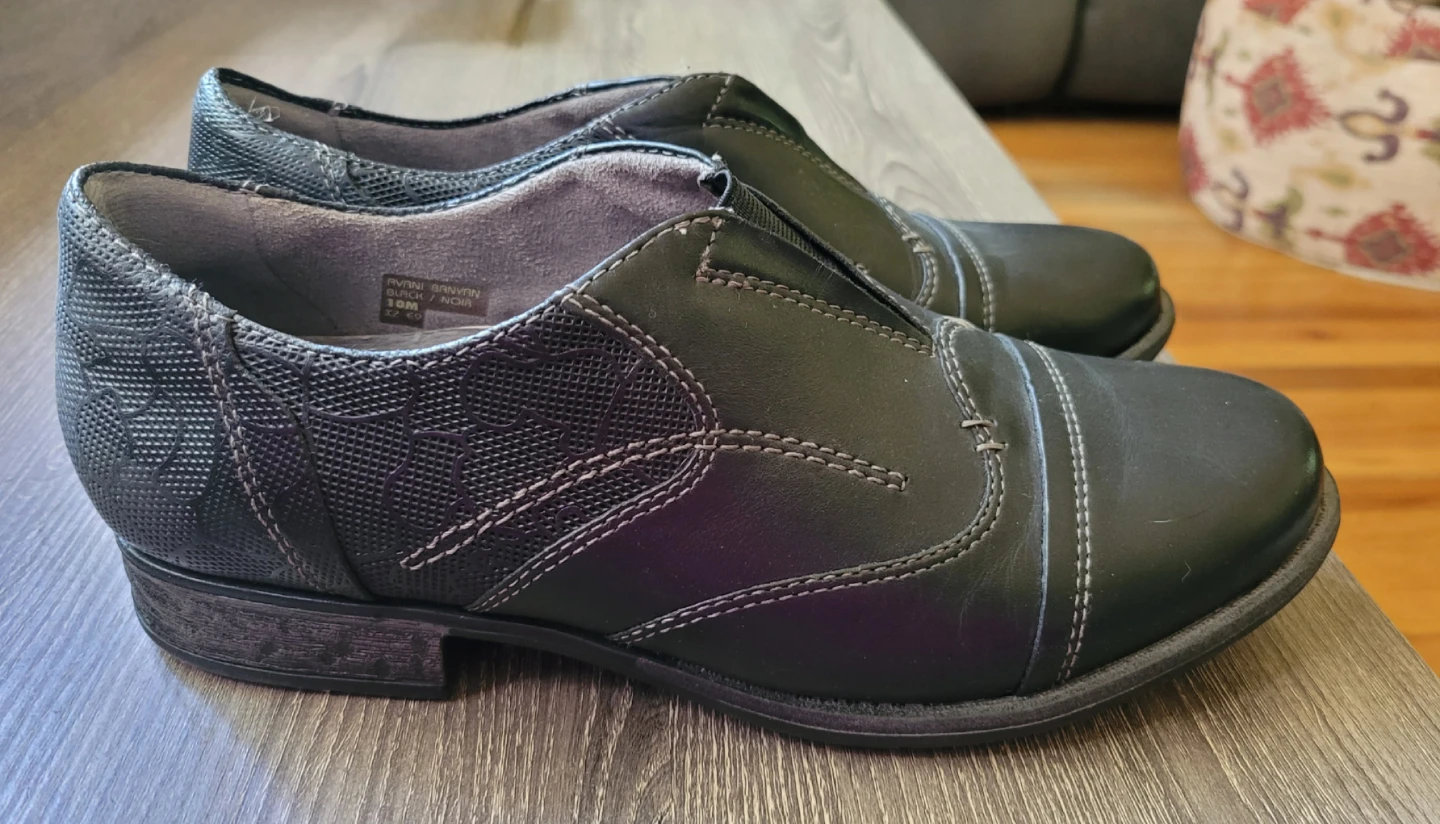 Earth Avani Banyan Black Leather Loafers Size 10 - photo 3