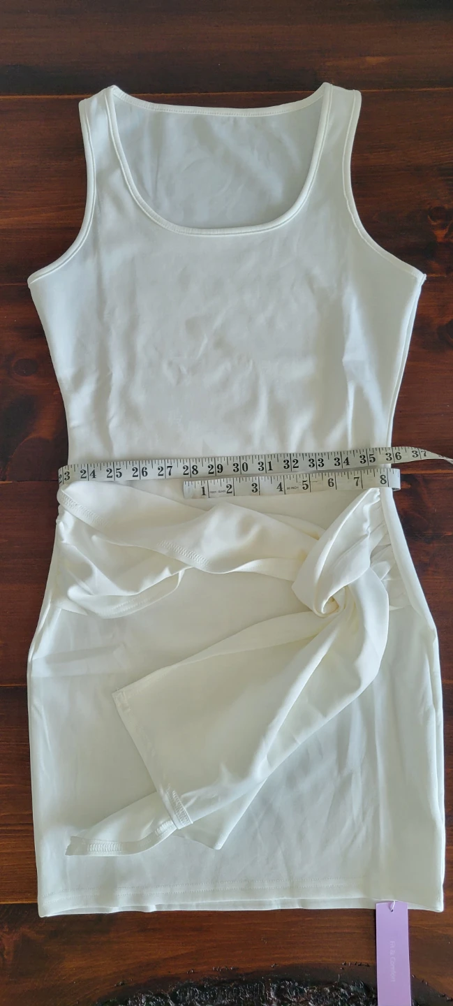 White Sleeveless Ruched Dress - Size M - photo 4
