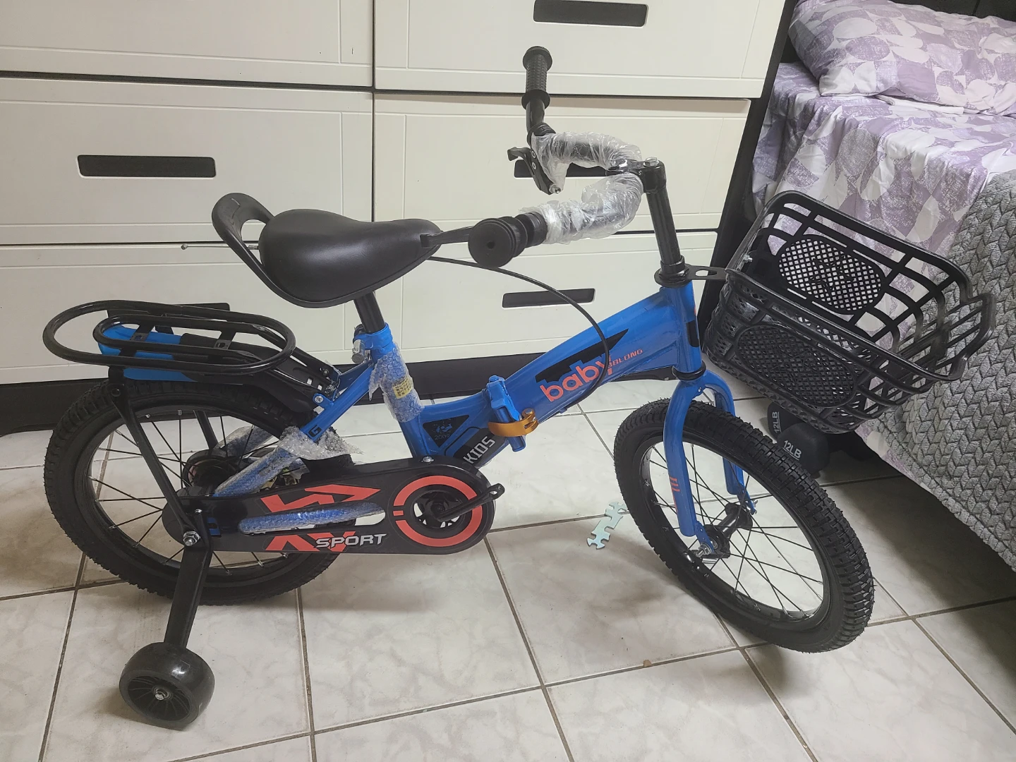 Blue Kids Training Bike with Basket - photo 2
