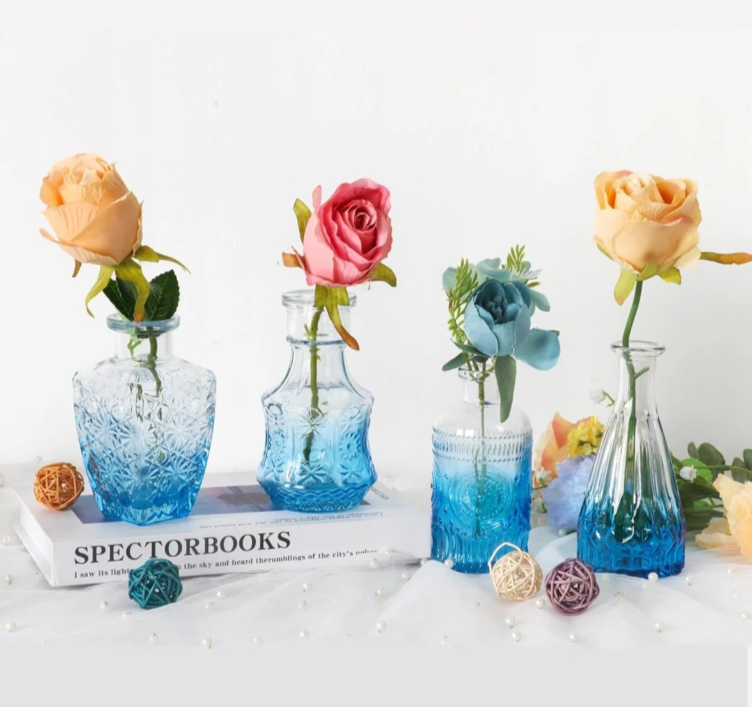 Set of 12 Blue Glass Bud Vases - photo 3