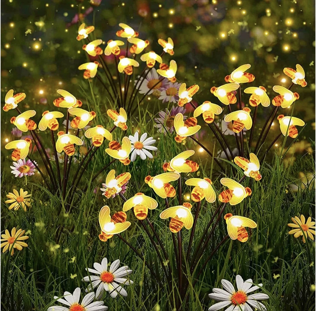New Solar Powered 🐝 🐝 bee walkway ground stake Lights