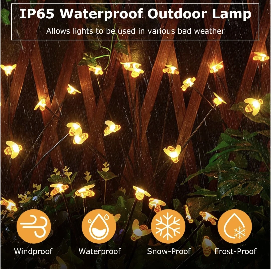 New Solar Powered 🐝 🐝 bee walkway ground stake Lights - photo 5
