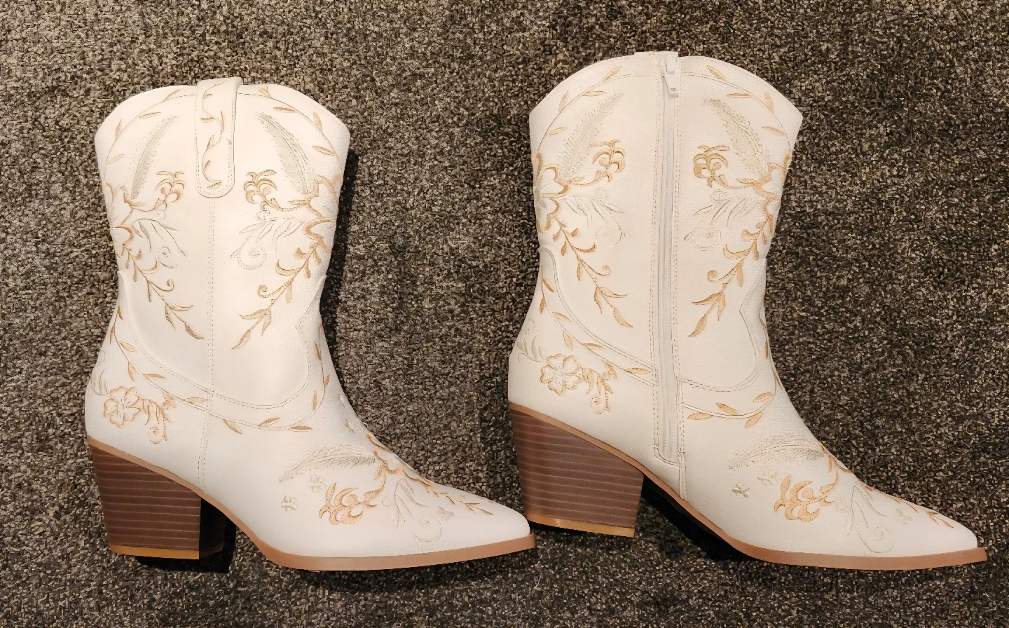 Anjoufemme Embroidered White Cowboy Boots - photo 2